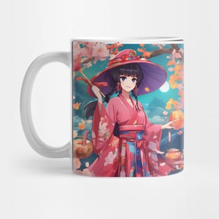 Manga girl  pink hat  dress elegant Mug